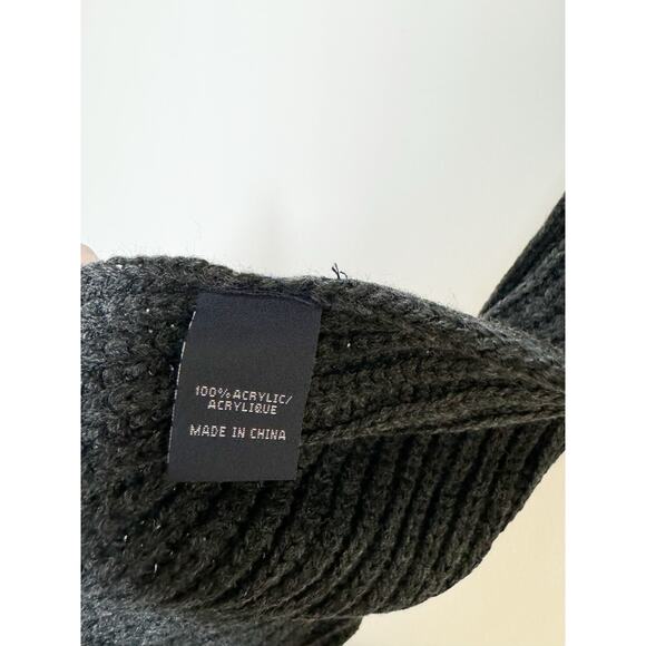 Tommy Hilfiger Mens Scarf Flag Edge Charcoal Gray Blue Red White 100% Acrylic - Picture 7 of 9